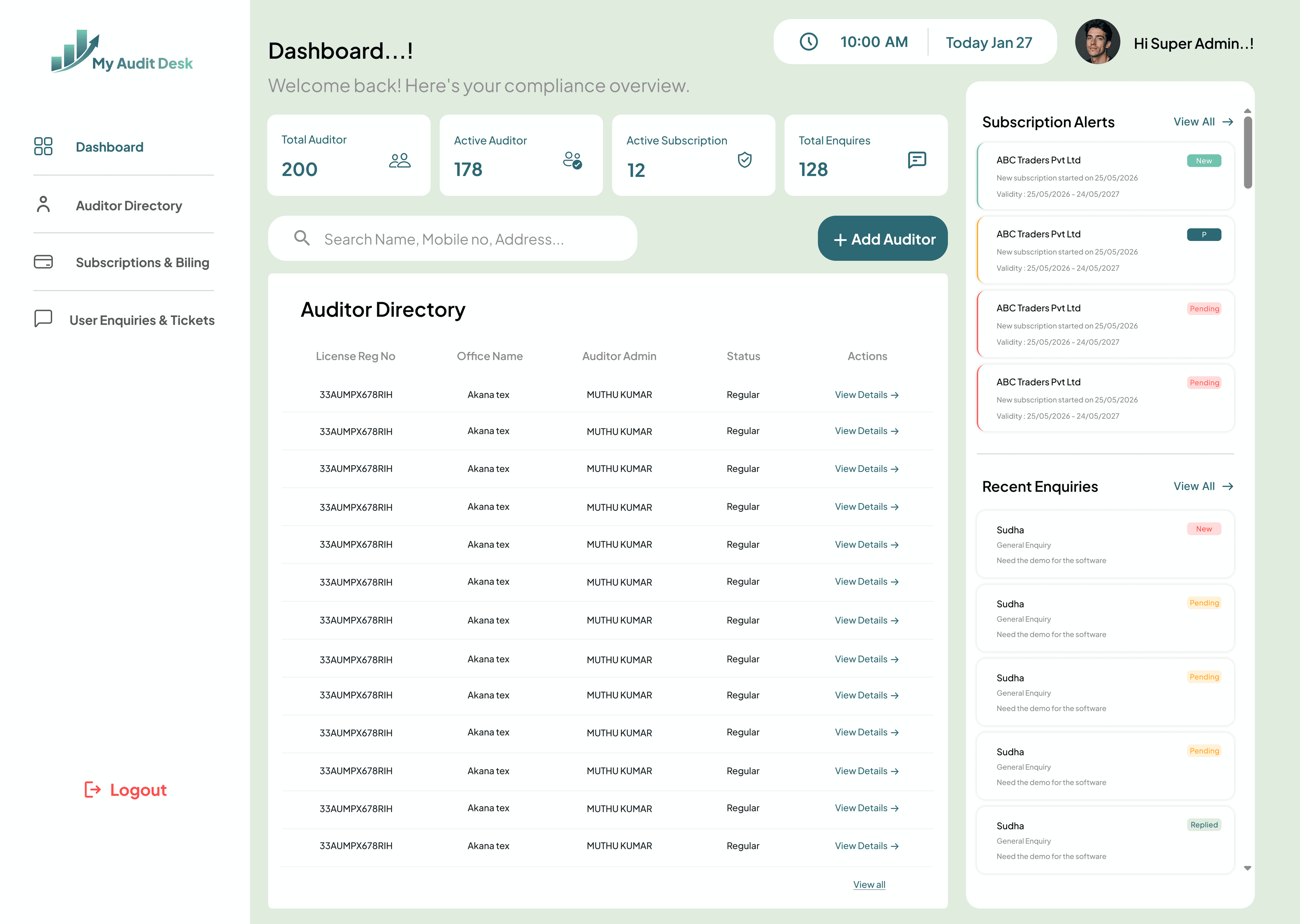 My Audit Desk Dashboard