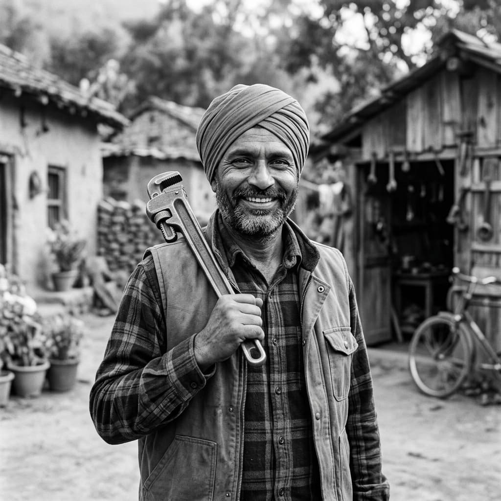 Happy rural worker